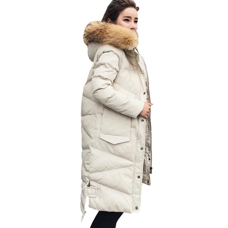 À Manteau Nouvelles Col Capuchon Survêtement Femmes 2018 De Mode Beige Bas Veste Vers Épaississement Le Fourrure BX4nqYnwU