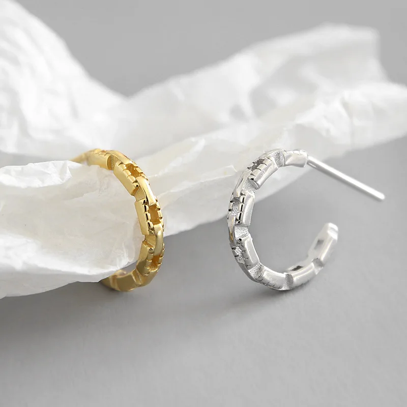 

Chain Stud Earrings Female Personality Wild Students Gold Silver Real 925 Sterling Silver Women Party Fine Jewelry WDE044