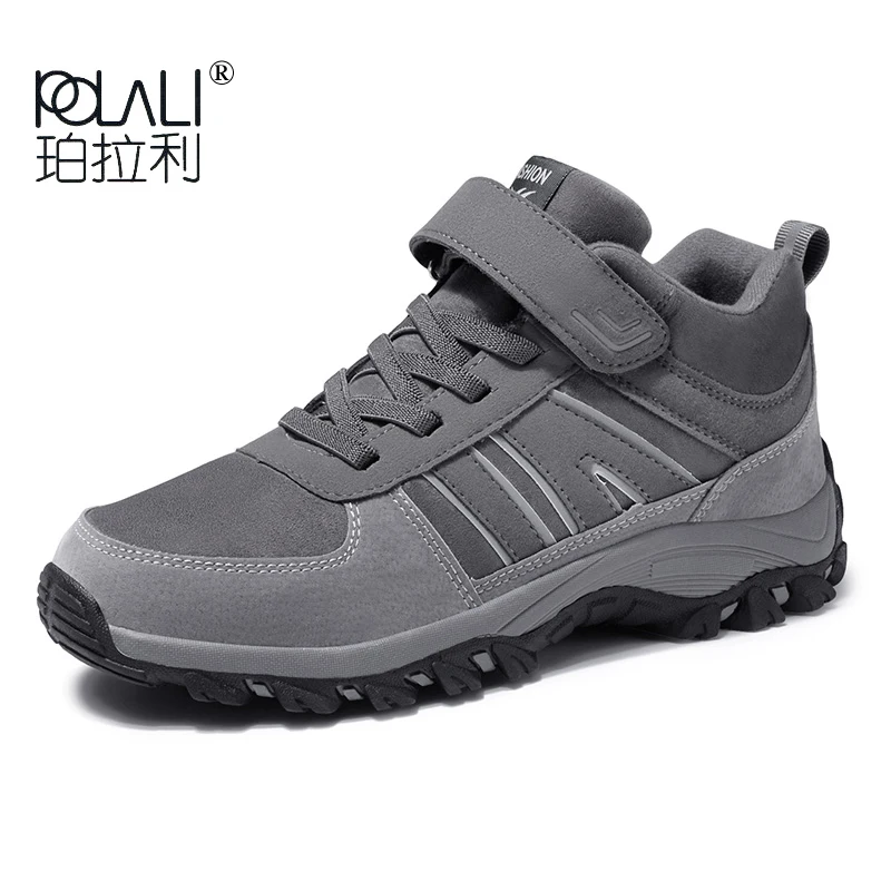 POLALI/мужские ботинки; большие размеры 39-46; сезон осень-зима; мужские кожаные модные кроссовки со шнуровкой; уличные горные мужские ботинки; водонепроницаемые