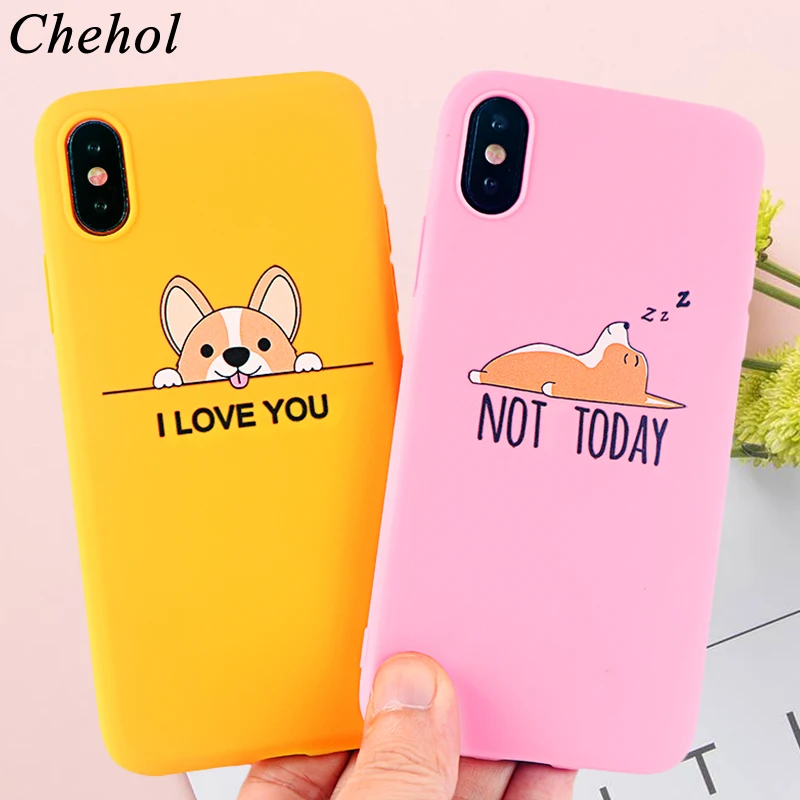 

Funny Cute Corgi Mobile Phone Cases for iPhone X XS MAX XR 6s 7 8 Plus Case Dog Soft Silicone Fitted Back Cover Accessories