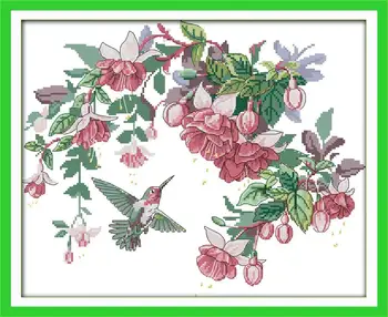 

Hummingbirds (2) DMC Cross Stitch 14CT 11CT DIY Needlework Counted Cross Stitch Kits for Embroidery Cross Crafts and Hobby Free