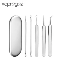 Vopregezi 5 шт./компл. для удаления угрей иглы комедонов инструмент для удаления экстрактор прыщей игла для чистки лица Уход за лицом чистки пинцет