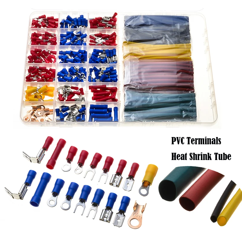 400PCS Cable Insulated Terminators Cold Pressed Wire Connectors Heat