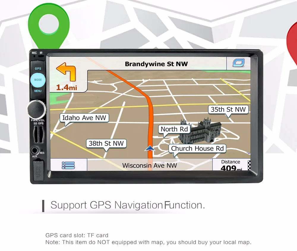 

Car Stereo MP5 Player 7 inch Touch Screen 2 Din In-dash Android 5.1.1 Car Multimedia Player Bluetooth Audio GPS USB TF AUX