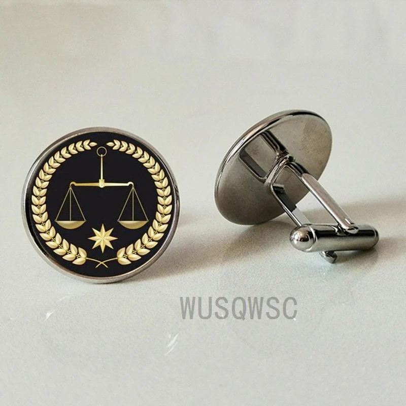 WUSQWSC ручной работы золотой рефери Justice Balance мессенджер мужские запонки Серебряная