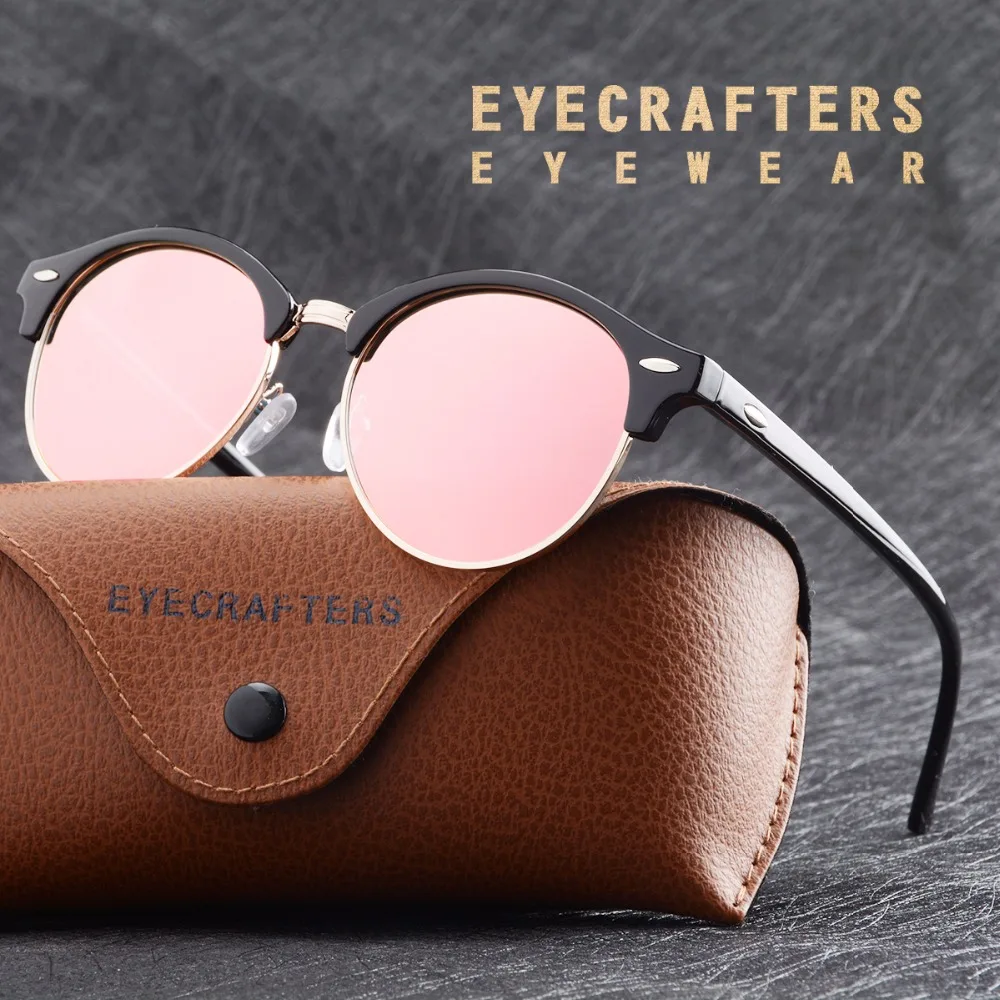 

Womens Mens Fashion Vintage Brand Designer Mirrored Sun Glasses Classic Half Frame Club Round Sunglasses Polarized 2020