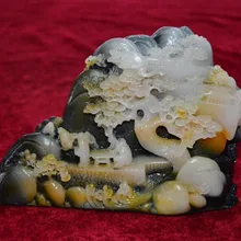 Редкий китайский натуральный камень ShouShan ручной резной Декор Пейзаж, горные боги,#13