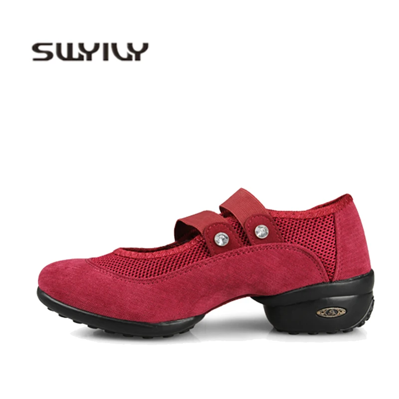 SWYIVY Women Modern Dance Shoes Mesh Breathable Light 2019 Spring Female Elastic Band Large Size Jazz Dance Shoes 41 Platform