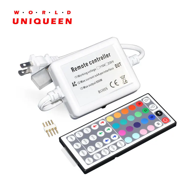 

44Key High voltage IR Remote LED RGB Controller, AC110V-220V 3A Max power 600W for High Voltage LED Strip Light 5050/Rope Light