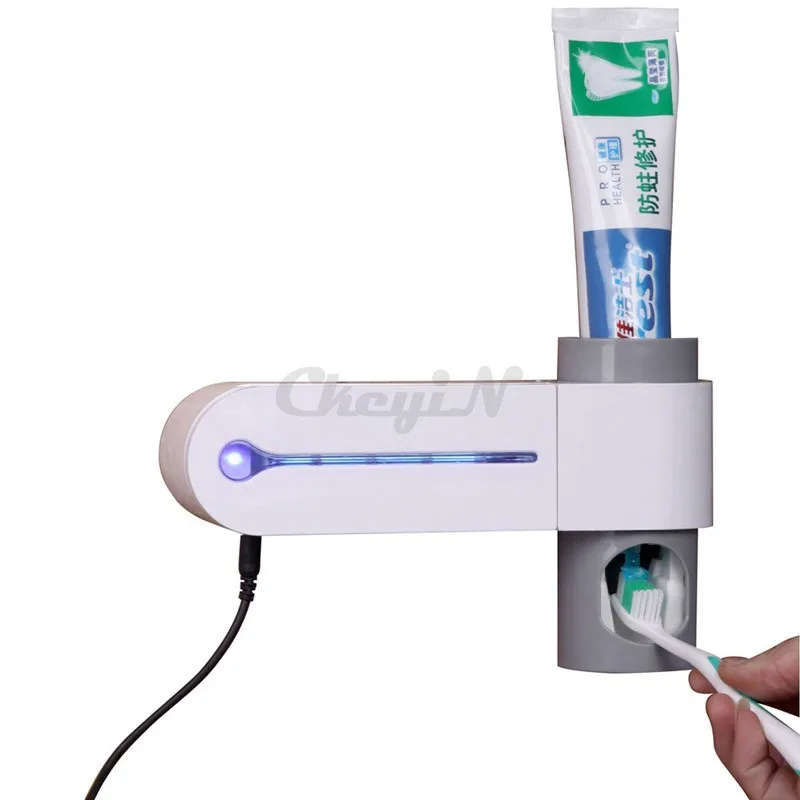 УФ стерилизатор, держатель для зубной щетки, автоматический диспенсер для зубной пасты, выдавливающий очиститель, антибактериальный держатель для щеток, семейный набор 42