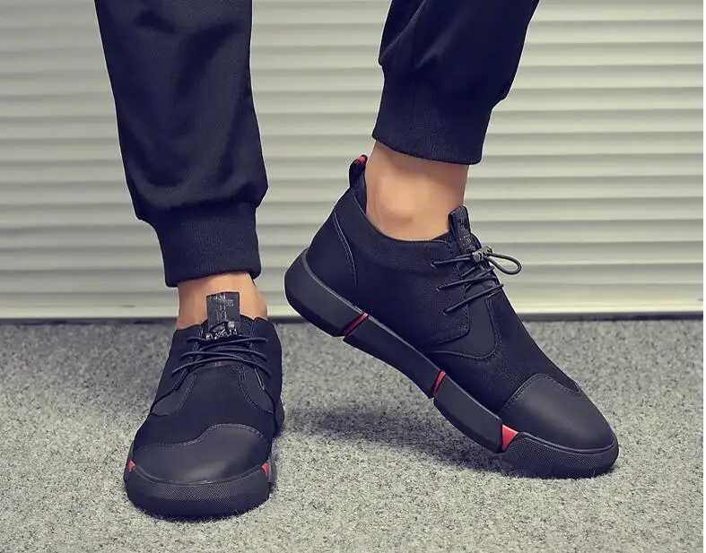 Tleni 2018 новый бренд высокое качество все черный Для мужчин кожаные Бег обувь дышащая кроссовки на плоской подошве ZE-41