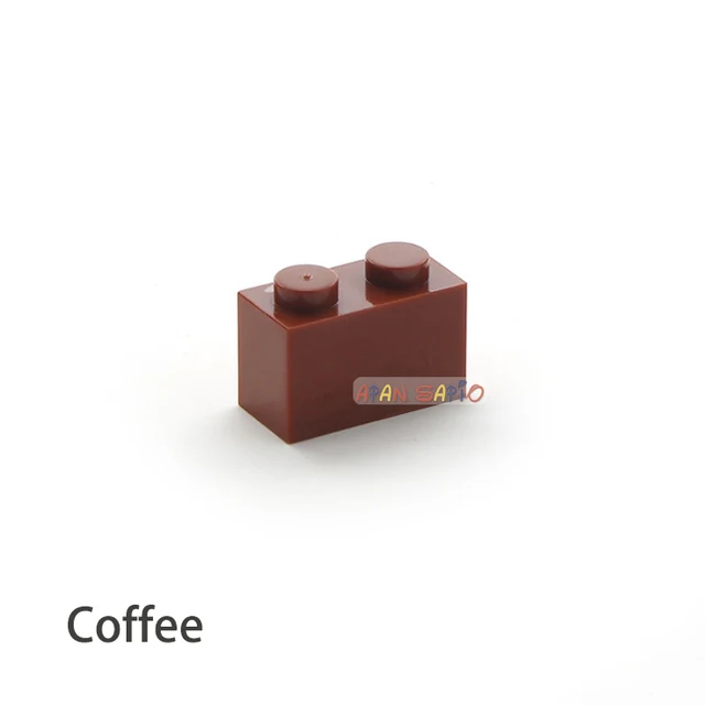 100pcs DIY Building Blocks Thick Figures Bricks 1x2Dots Educational Creative Size Compatible With 3004 Plastic Toys for Children Coffee 100pcs