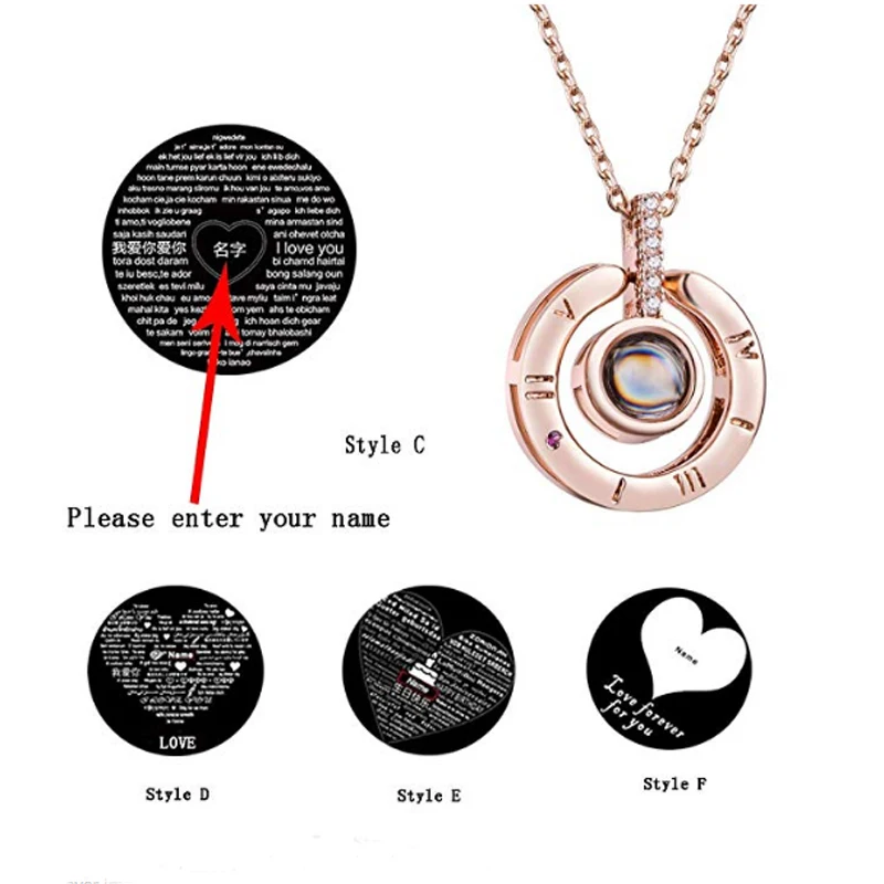 

Personalized Custom Name Letter Necklaces For Women Stainless Steel Chain I Love you 100 languages Couple Necklaces Pendants Bff