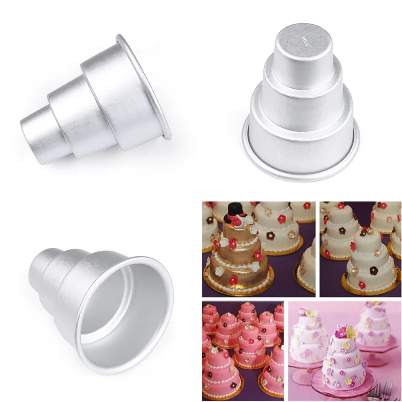 

3-Tier Cake Trays Mini 3 Tier Cake Pan Tins DIY Cake Mold Birthday Party Supplies Cupcake Pudding Pizza Molds DIY Home Decors