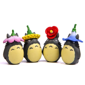 

4pcs/lot Studio Ghibli My Neighbor Flower Totoro Toys PVC Miyazaki Hayao Totoro Action Figure Gardening Home Model Toy Decor