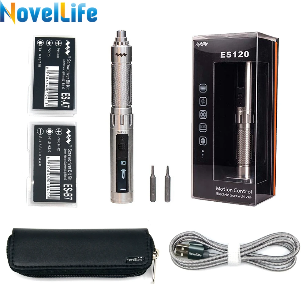 

ES120 Mini Precision Electric Screwdriver Cordless Lithium Battery Powered Smart Gyro Motion Control 16pcs Screw Driver Bits Set