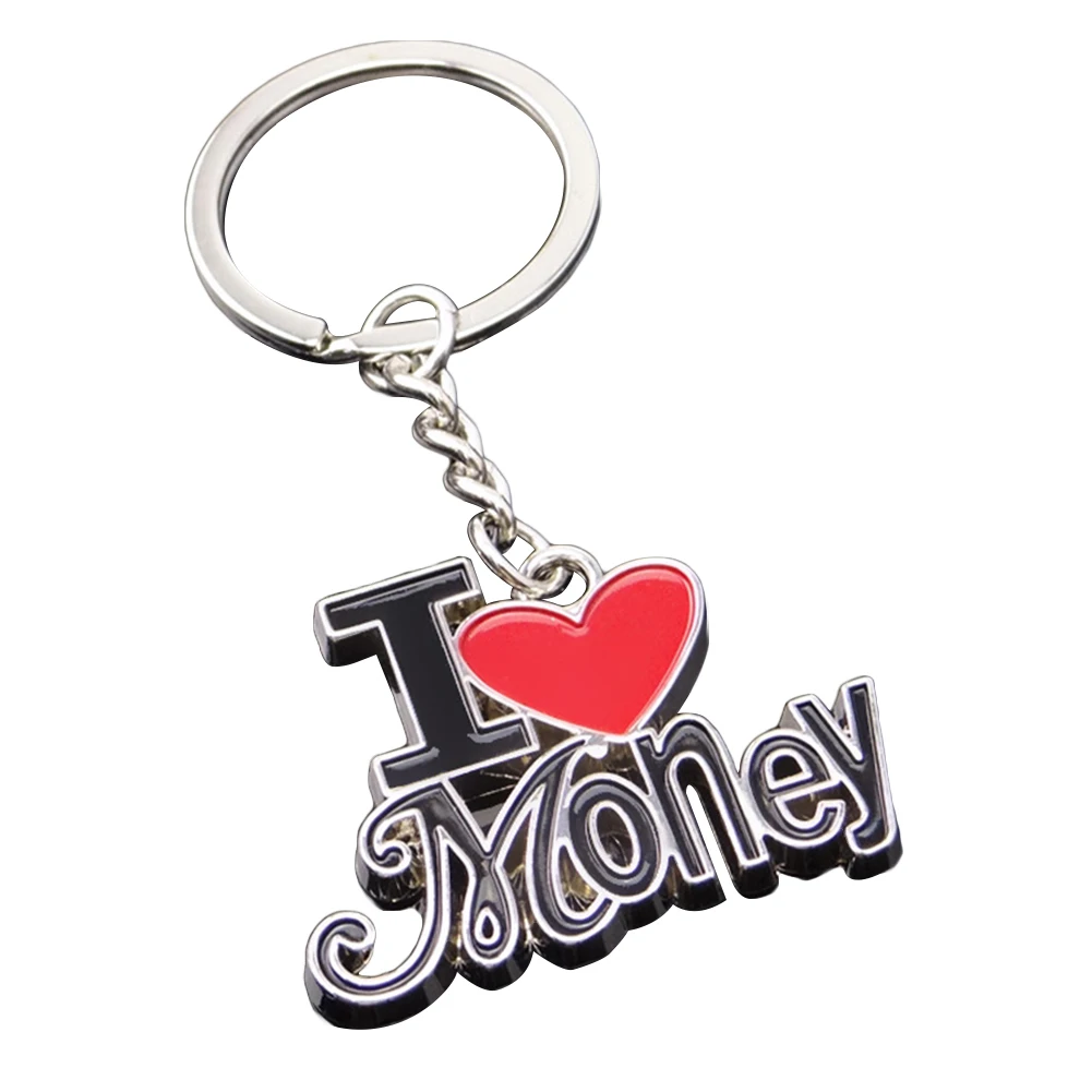 

I Love Money Heart Alloy Letter Key Chain Ring Creative Keychain Keyring Gift