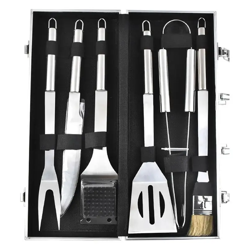

WINOMO 6pcs/Set Grill Cookware Utensils With Aluminium Case BBQ Tools Combination For Restaurant Outdoors Home Picnic