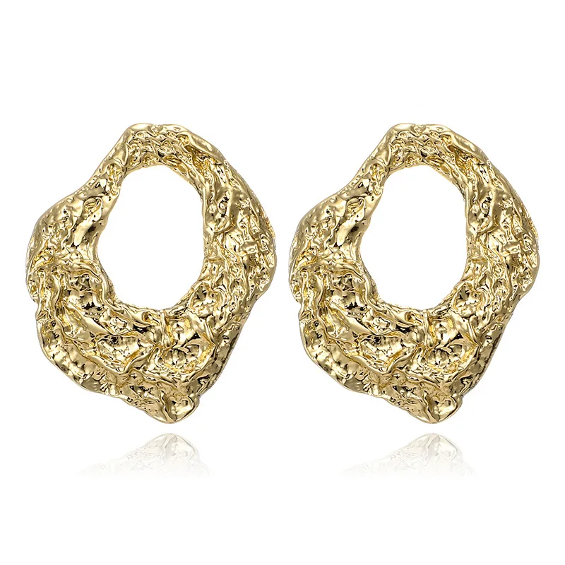 Boho Geometric Irregular Alloy Ear Stud Earring brincos Punk Ethnic Tribal Abstract Silver Gold Color Metal Earring Shellhard