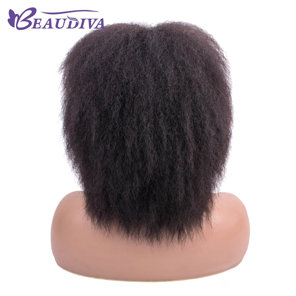 Pelucas de cabello humano sin encaje para mujeres negras brasileño Afro rizado pelo humano peluca Remy máquina hecha peluca