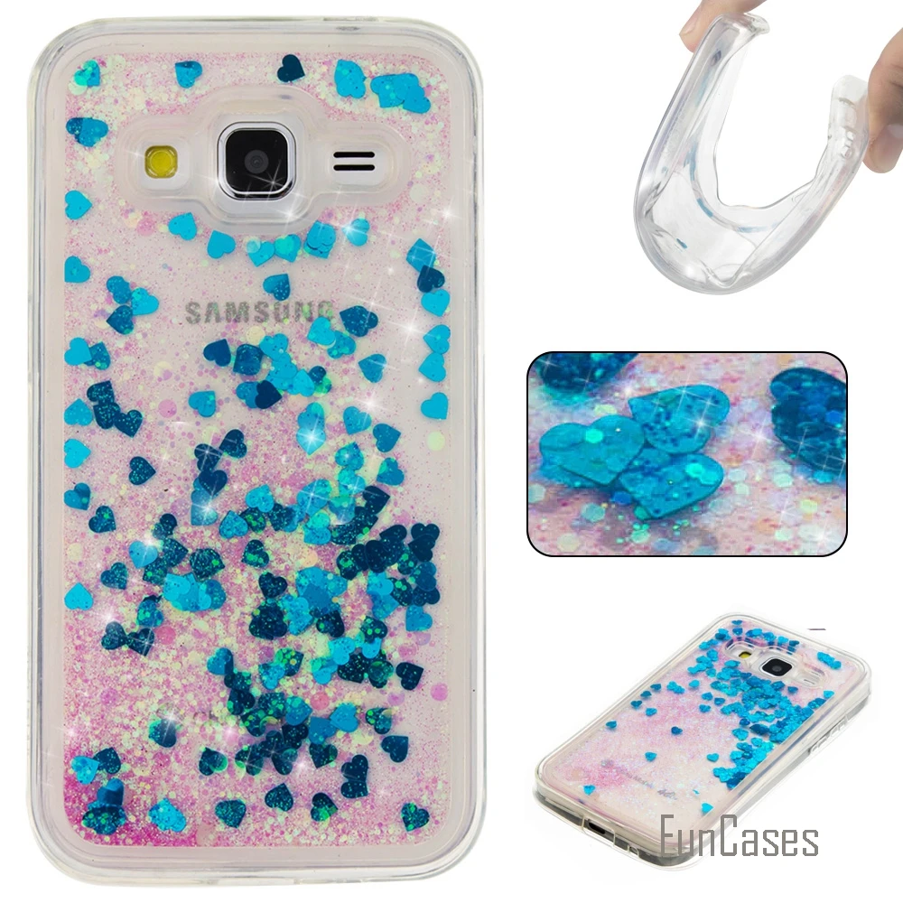 Coque Bling Love Heart Мягкий ТПУ чехол для телефона samsung Galaxy G360 Funda Quicksand сотовый Чехол Core