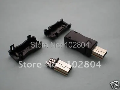 

200 Pcs Per Lot Mini USB Plug Male Socket Connector 5 Pin Plastic