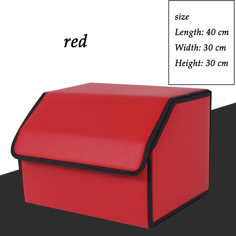 Коробка для хранения автомобиля, органайзер для багажника, сумка для хранения, сумка из искусственной кожи, Складная Большая сумка для хранения груза, сумка для инструментов для мусора 40 см - Название цвета: Красный