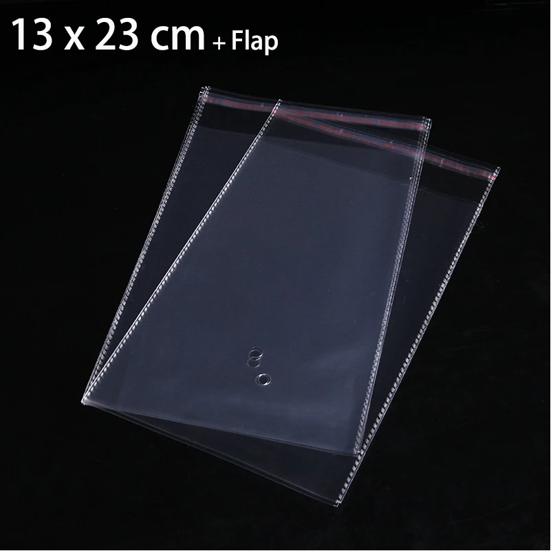 

50pcs 13 x 23cm Clear Self Adhesive Seal Plastic Bags For Jewelry Package Resealable Poly OPP Packaging Bag