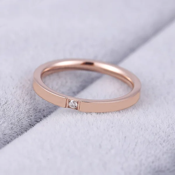 Kristi tina, высокое качество, простые круглые мужские кольца, женские, цвета розового золота, свадебные кольца для женщин, для мужчин, для влюбленных, модные ювелирные изделия, подарок - Цвет основного камня: G4