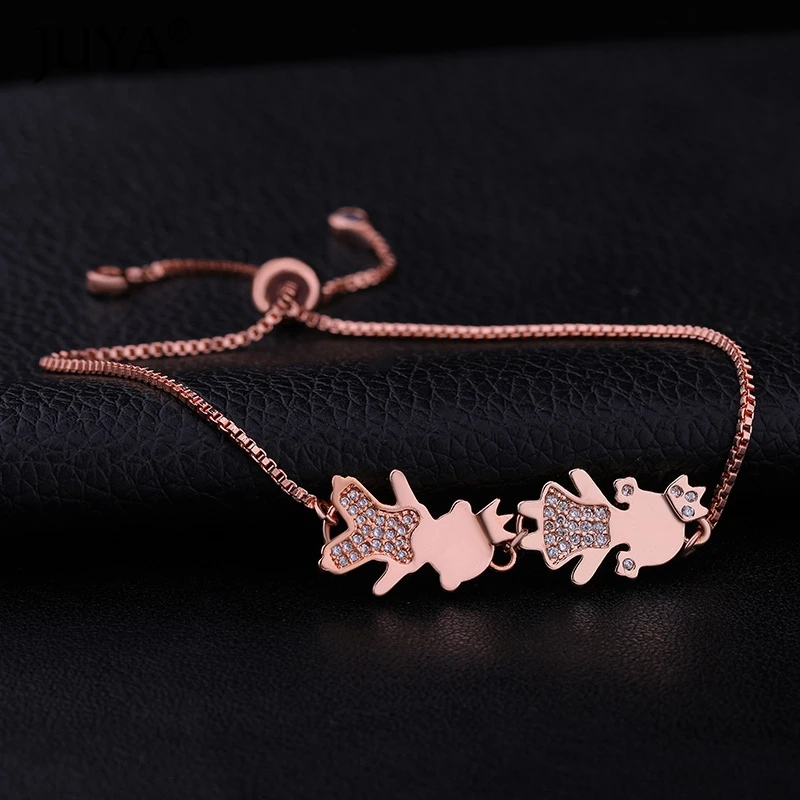 

Handmade DIY Popular Copper Zircon Material Children Daughter Son Kids Charms Kawaii Bracelet Jewelry For Women Mama Gift