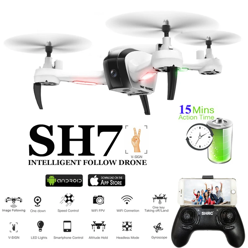 

SH7 Quadcopter With Camera 1080P Follow Mode Altitude Hold Headless Gesture Control One Key Return FPV Rc Drones With Camera HD
