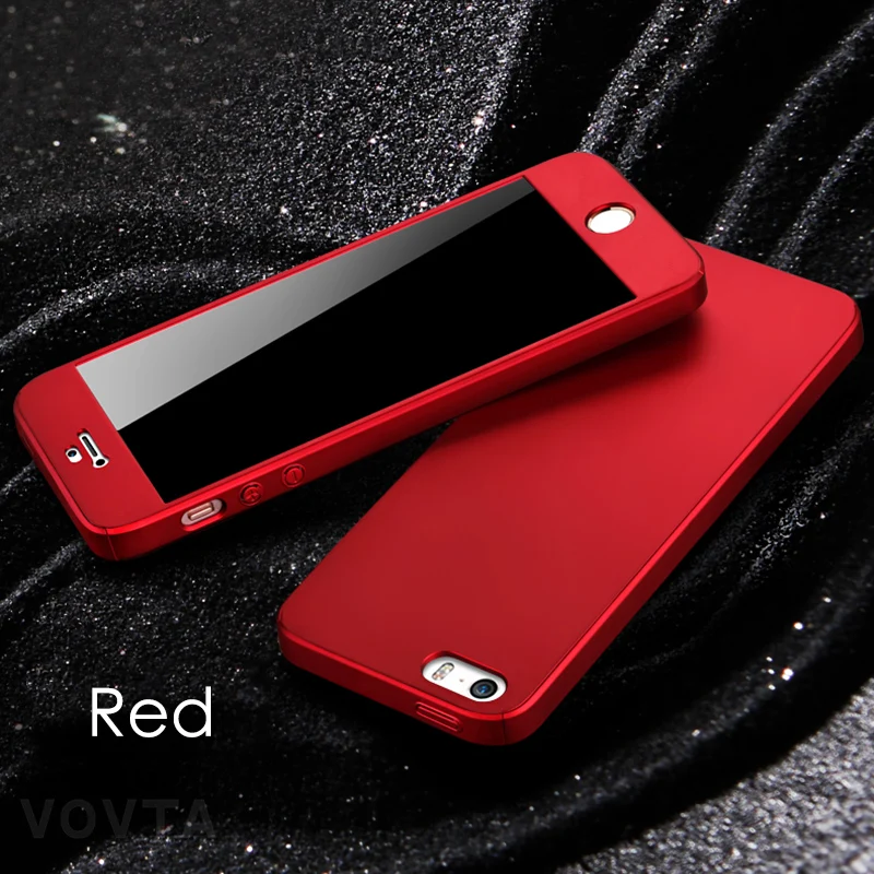 VOVTA 360 Degree Full Cover Case For iPhone 5s 5 SE With Tempered Glass Case cover For iphone 5s 5 SE Phone bag Capa Coque17