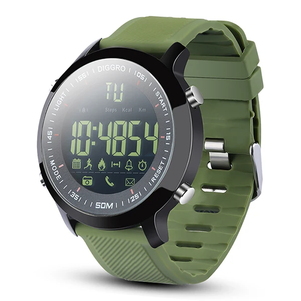 Diggro DI04 Смарт-часы IP68 Водонепроницаемый 5ATM шагомер счетчик калорий Плавание Фитнес часы подключения к телефону PK № 1 F3 - Цвет: Army Green