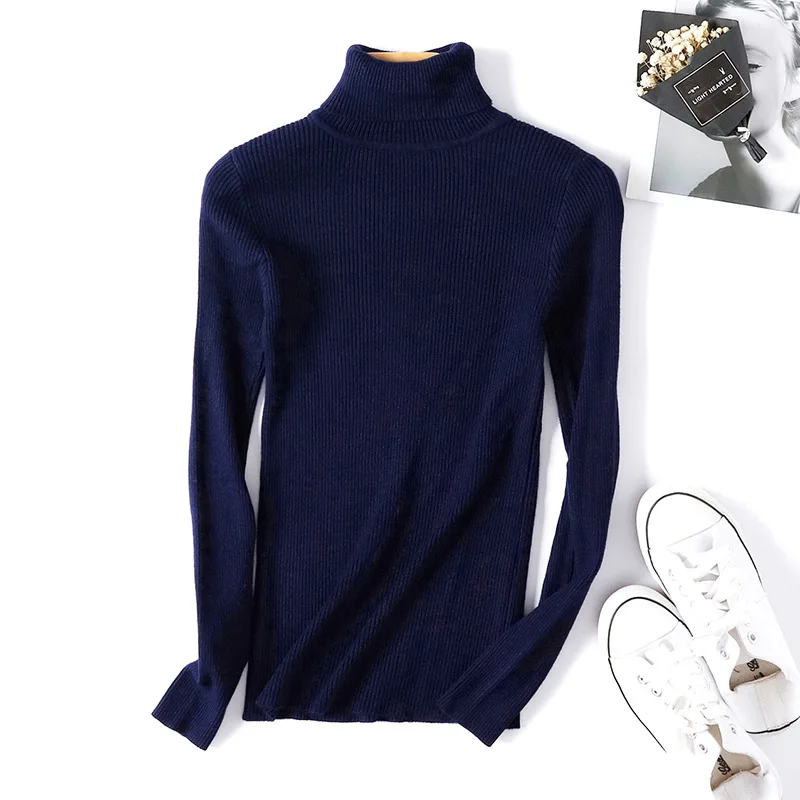 

sweater womenWinter highcollar women's sweater 2019 new long sleeve sweater Pure color pullover Knitted women's bottoming shirt