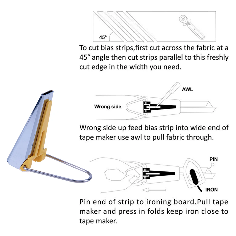 DIY ручные Швейные аксессуары для изготовления косой бейки ручная работа пэтчворк инструмент резак 4 размера 6 мм 12 мм 18 мм 25 мм Привязка смещения ленты производитель