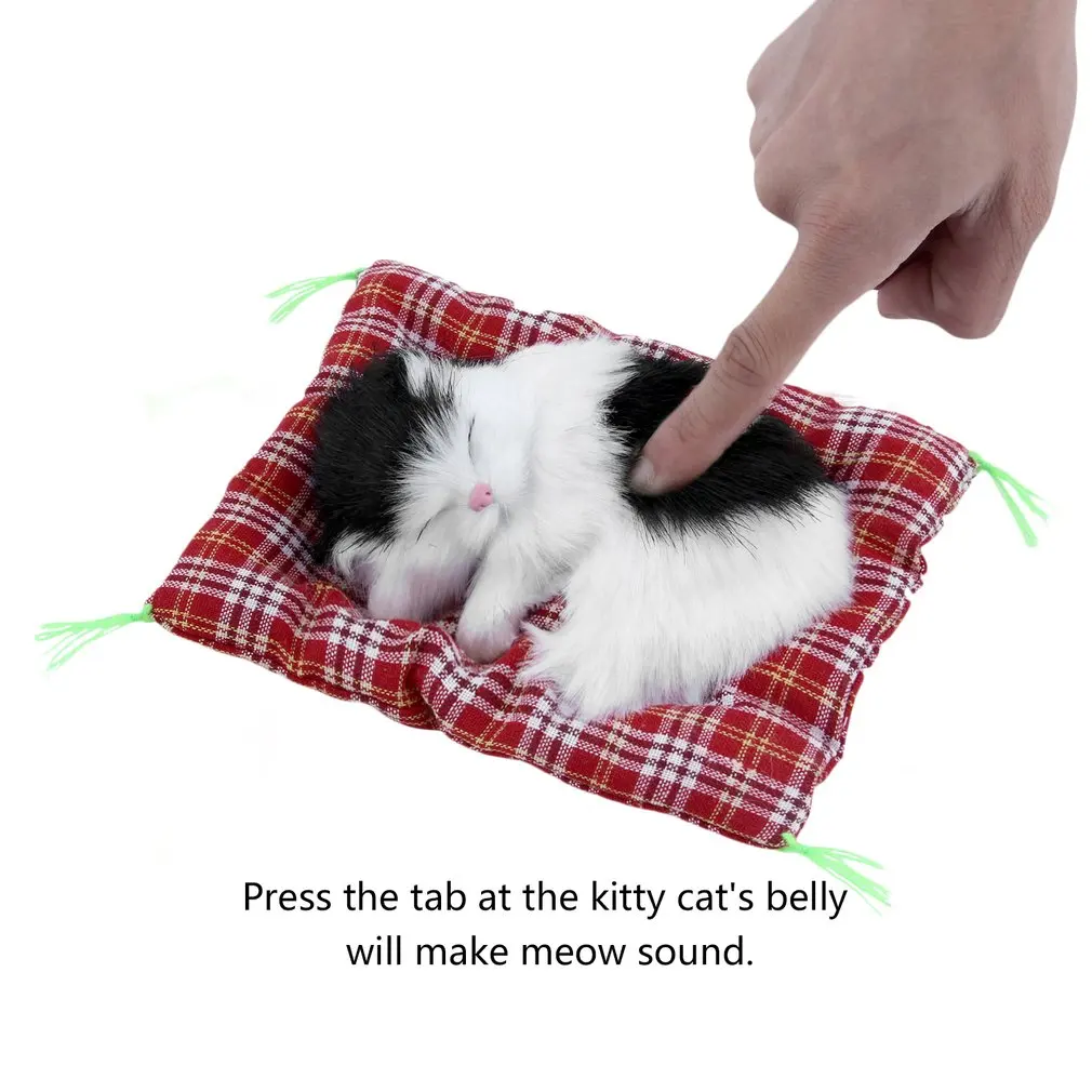 

Stuffed Toys Lovely Simulation Animal Doll Plush Sleeping Cats Toy with Sound Kids Toy Decorations Birthday Gift For Children