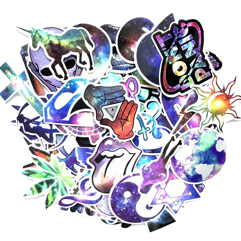 70Pcs Colorful Skull Cool Laser Star Stickers For Trolley Case Motorcycle Notebook Skateboard Cross Dope Sticker Pack Decals 70Pcs Colorful Skull Cool Laser Star Stickers For Trolley Case Motorcycle Notebook Skateboard Cross Dope Sticker Pack Decals