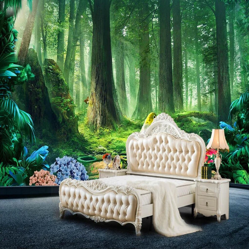 

Custom 3D Wall Murals Nature Wall Sticker 3D Room Wallpaper Landscape Green Tree TV Wall Murals Nature Scenery 3D Wallpaper Roll