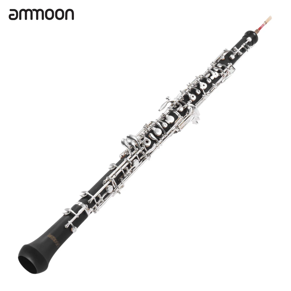 

ammoon Professional C Key Oboe Semi-automatic Style Silver Plated Keys Woodwind Instrument with Reed Leather Case Carrying Bag
