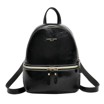 

Casual Women Mini Backpack Solid Pink Zipper PU Leather Waterproof Fashion Ladies Bags mochila feminina Women Korean Style