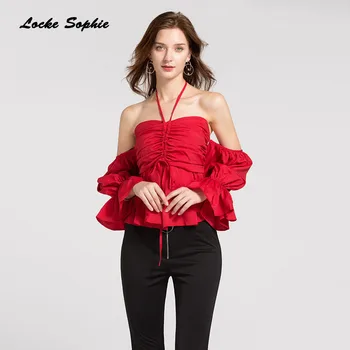 

1pcs Ladies Plus size blouses tops 2020 Summer cotton blend Splicing halter irregular Primer shirts women's Skinny Sexy blouses