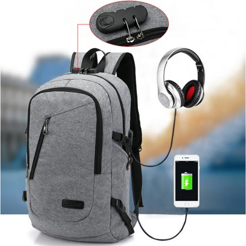 NIBESSER Anti Theft Business Laptop Backpack With USB Charging Port Unisex Travel Backpack School Bag Mochila Smart Backbag