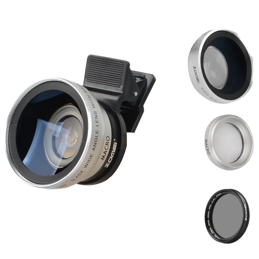 Zomei 3 в 1 комплект для объектива камеры сотового телефона 140 градусов широкоугольный объектив+ 10X макро-объектив+ CPL поляризационный фильтр для iPhone samsung