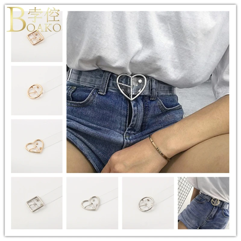 

BOAKO Clear belt Women Transparent Belt Female Pin Buckle Wide Invisible Punk Waist Belt For Women pasek damski Waistband K5