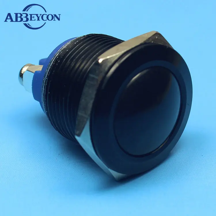 1963 black 19mm Domed head 1NO wiring terminal push button 19mm black ...