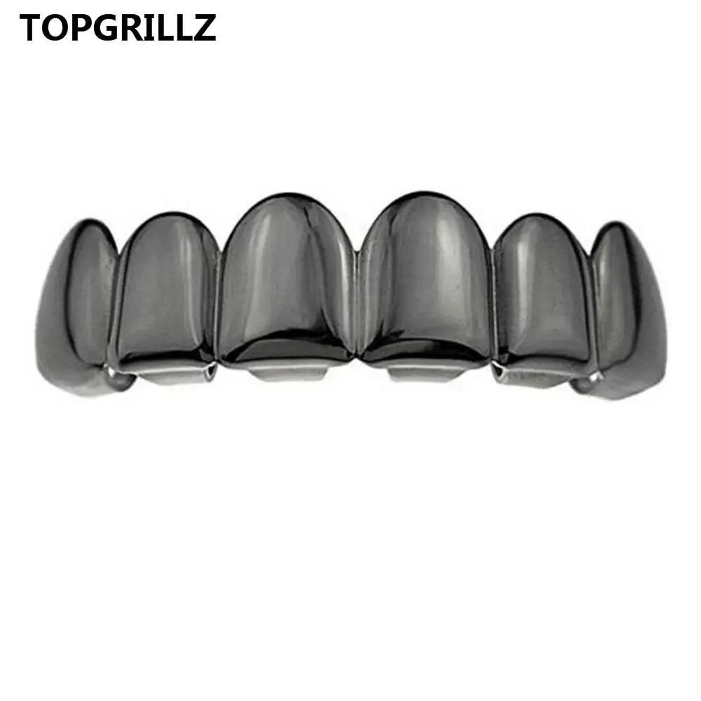 TOPGRILLZ позолоченные хип-хоп ЗУБЫ Grillz Top& Bootom Groll набор с силиконовыми зубами вампира лучший подарок на Рождество - Окраска металла: Black Top