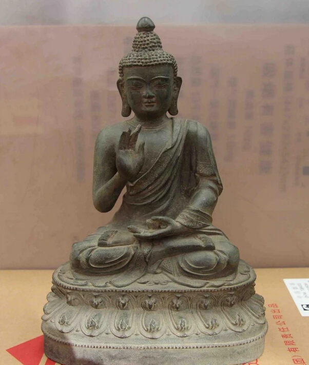 

USPS to USA S1046 Tibet Buddhism Temple Bronze Copper Tathagata Amitabha Sakyamuni Buddha Statue (B0328)