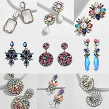 Лучшая леди, красочный цветок, дизайн большого бренда, Роскошная подвеска Starburst, кристалл, серьги-гвоздики, драгоценные камни, массивные серьги, ювелирные изделия