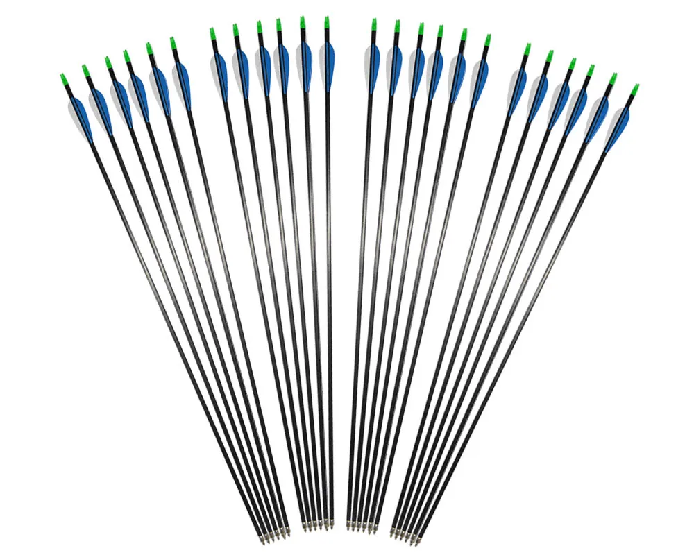 12 шт. чистая углеродистая Стрела 2 синий 1 белый Флетчинг для охоты соединение лук