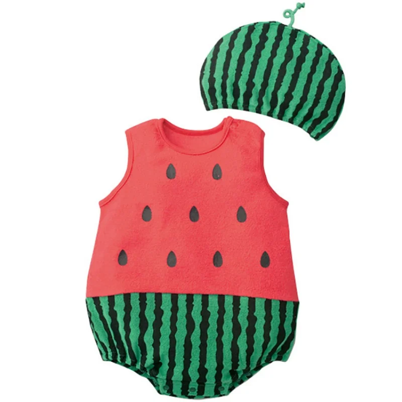 

Baby Clothes Cartoon Baby Boy Girl Rompers Cotton Animal And Fruit Pattern Infant Jumpsuit + Hat Set Newborn Baby Costumes
